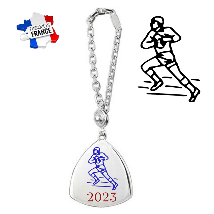 Bijoux ballon de rugby hommes en argent massif, porte clés personnalisable