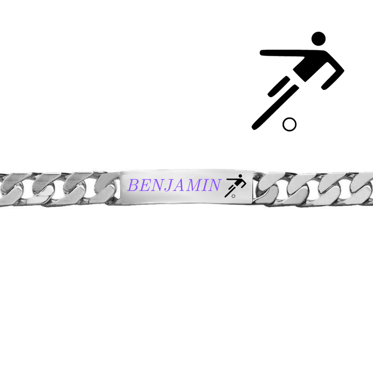 Bijoux foot argent homme, gourmette large et épaisse à graver