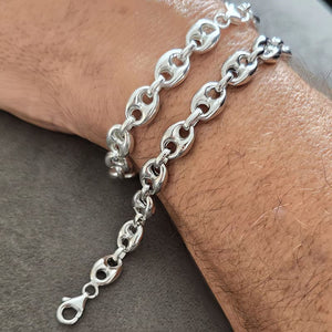Bracelet graines de café 10 mm x 12 mm de long en Argent 925 option rhodié.