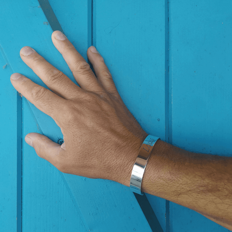 Bracelet homme en argent, jonc plat et large de 12mm (argent massif)