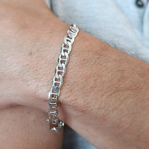 Bracelet maille marine argent massif rhodié pour Homme moderne