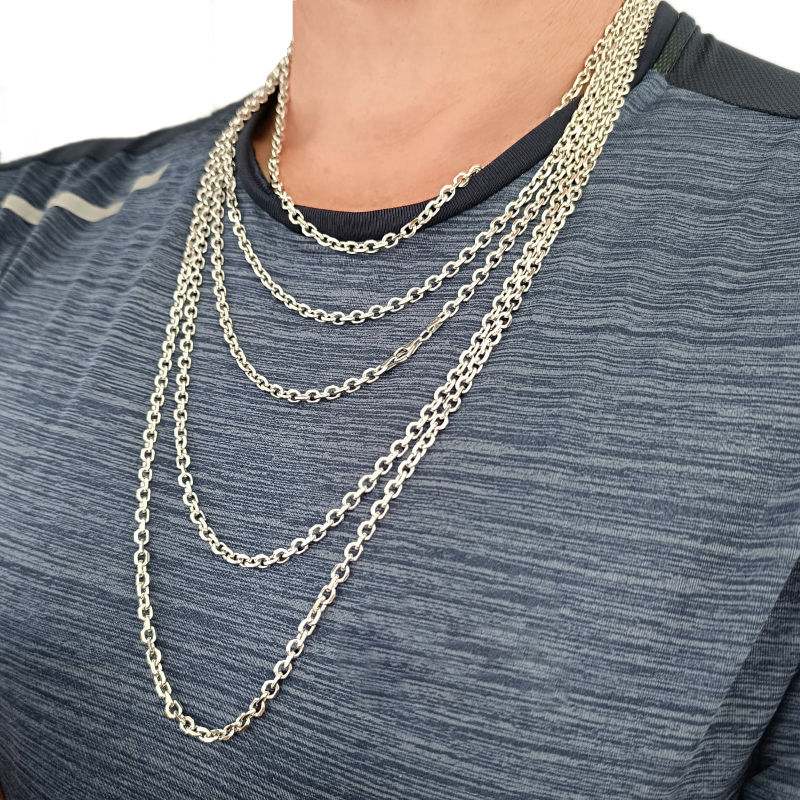 Chaîne argent 38 cm, 40 cm, 42 cm, 45 cm, 50 cm, 80 cm maille Chaîne argent 38 cm, 40 cm, 42 cm, 45 cm, 50 cm, 80 cm maille