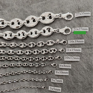 Chaines graine de café en argent, réalisable dans toutes les longueurs pour homme.