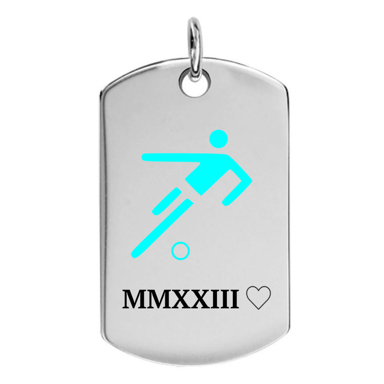 Collier foot argent massif, pour homme passionné du ballon rond