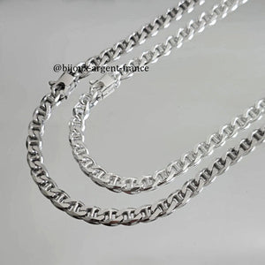 Collier argent homme, marine 4.5mm disponible de 45 à 80 cm ainsi qu'en finition rhodié.