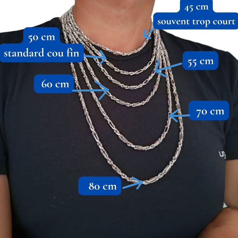 chaîne en argent massif ; maille torsadée; 45,5 cm ; 3,90 gr