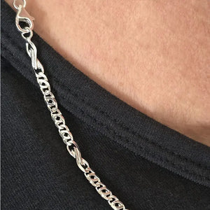 Collier infini, chaîne en Argent hommes large de 3.2mm et disponible en Argent rhodié. Fabrication Française.