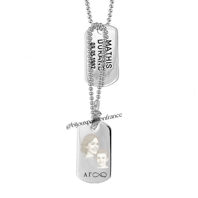 Pendentif Ancien Porte-photo Double Face En Argent Sterling - Avec 2 Photos De Garçonnet