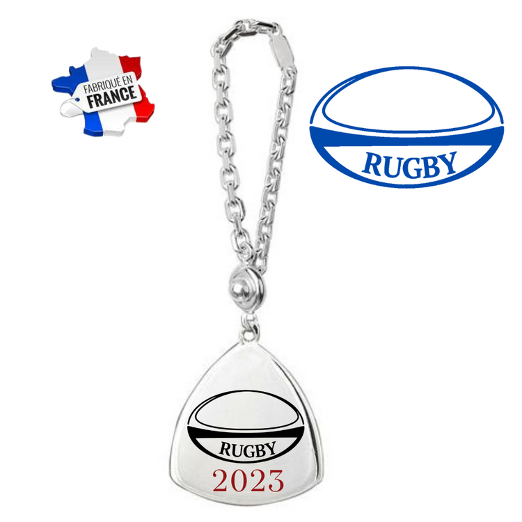 Coupe du monde de rugby à graver sur ce porte clés en argent massif