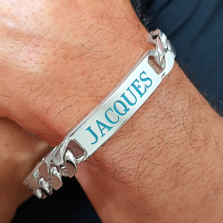 Gourmette à personnaliser pour les hommes, en Argent massif, spécialiste des grandes tailles.