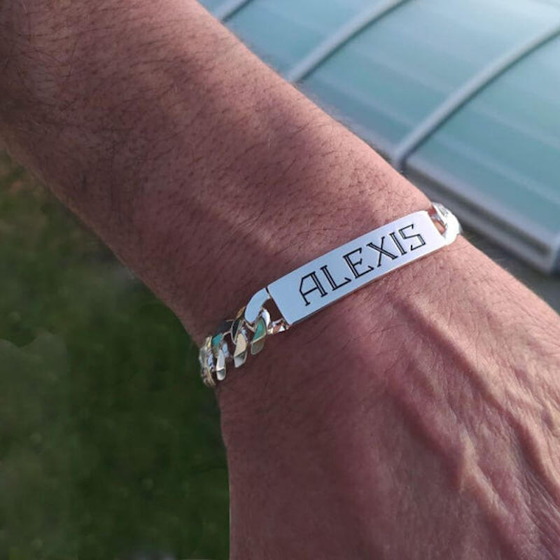 ▷ Gourmette Homme Argent Personnalisé 10 mm - Main Image