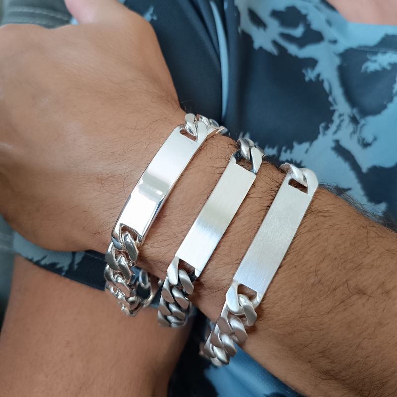 ▷ Bracelet personnalisé Homme Argent 12 mm 17 à 30 cm