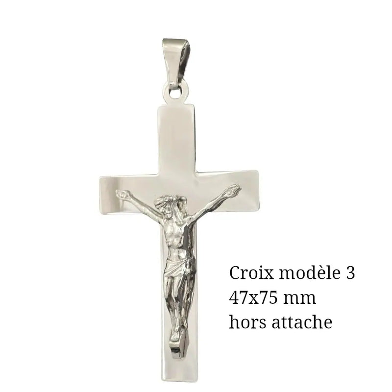 Grande pendentif, Croix avec le Christ en Argent 925 massif, finition rhodiée.