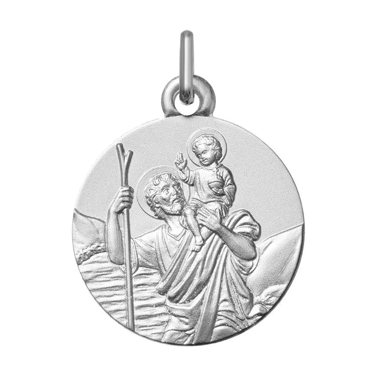 Médaille Saint-Christophe argent rhodié - Symbole de protection voyageur et voiture