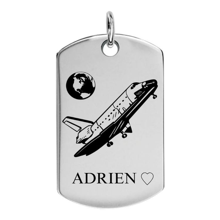 Pendentif Personnalisable en Argent pour Hommes NASA à personnalisé sous la navette ainsi qu'au verso de votre texte.