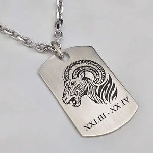 Pendentif Homme Argent massif, signe Astrologique Bélier grand modèle de qualité.