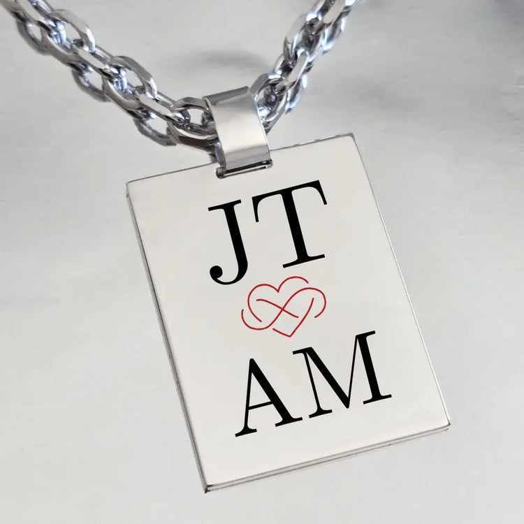 Pendentif en Argent massif Homme, symbole amour Coeur & infini, grand modèle.