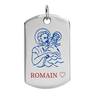 Pendentif st christophe en argent avec émaillage couleur au choix