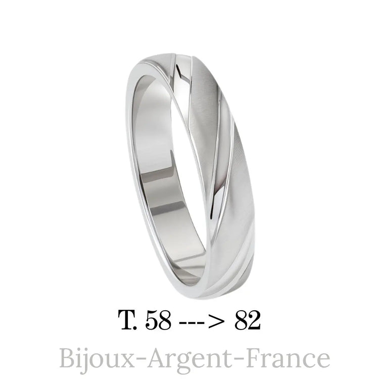 Alliance homme argent massif, brossée Luxe, disponible du 58 au 82, bijou grande taille personnalisable