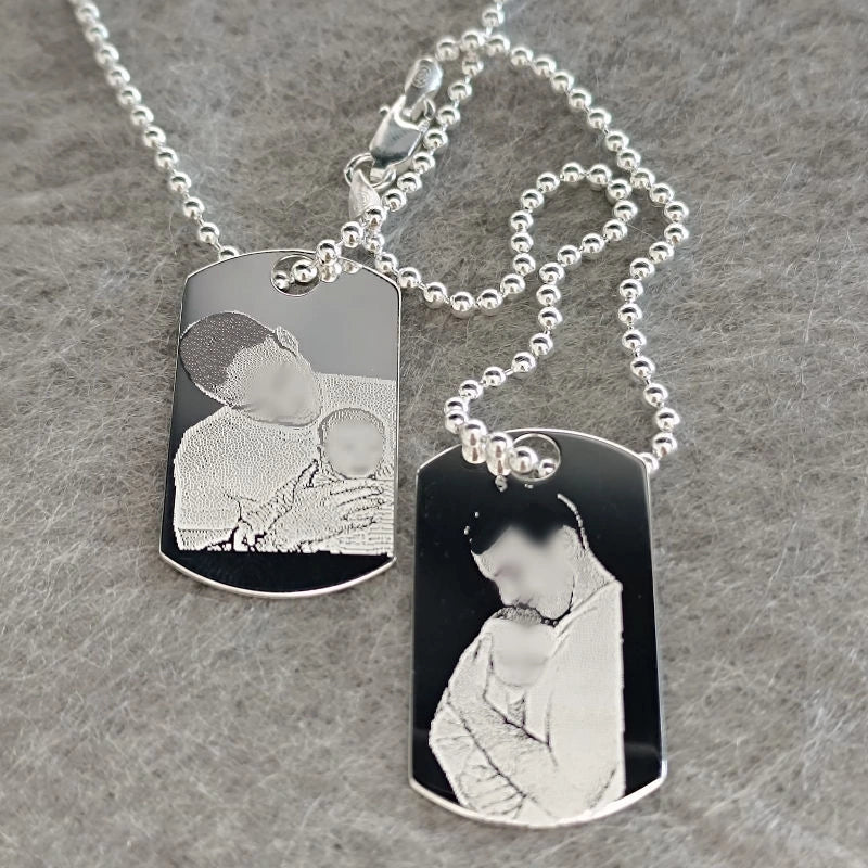 Collier Homme Argent - Double Plaque GI Personnalisable - 50 et 60cm (Poids 19g)