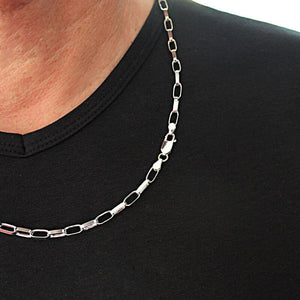 Chaîne en argent maille forcat de 50 à 70 cm de longueur pour homme