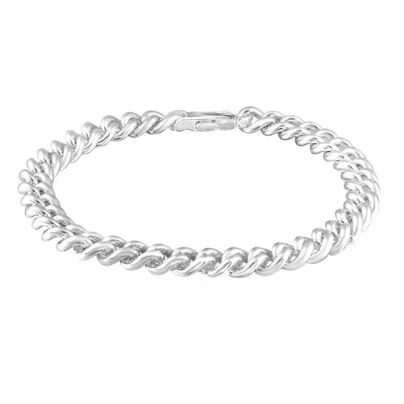 Bracelet Gourmette En Argent Massif - Longueur 23,5 Cm - Bon État Vintage