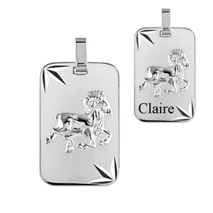 Médaille Bélier en argent rhodié mixte hommes et femmes