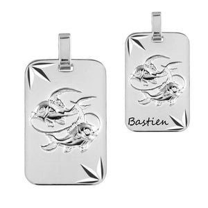 Pendentif signe Poissons en argent à graver face et / ou verso