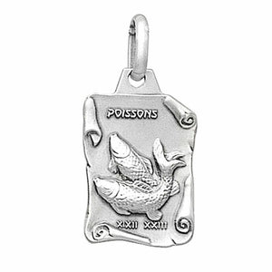Pendentif en argent avec le signe astrologique poisson