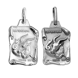 Pendentif argent signe astrologique capricorne