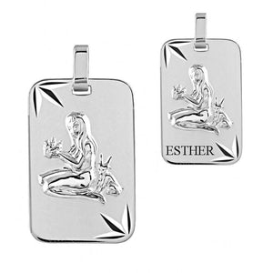 Pendentif signe astrologique de la Vierge en argent rhodié de qualité
