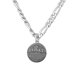 Grand pendentif ballon de basket en argent pour homme massif et volumineux