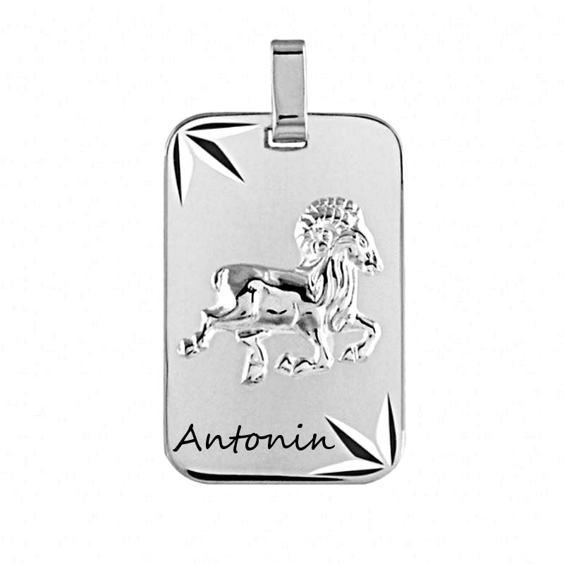 Pendentif signe du Bélier en argent de qualité mixte à personnaliser