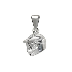 Pendentif casque motocross en argent massif, avec une finition lisse et brillante