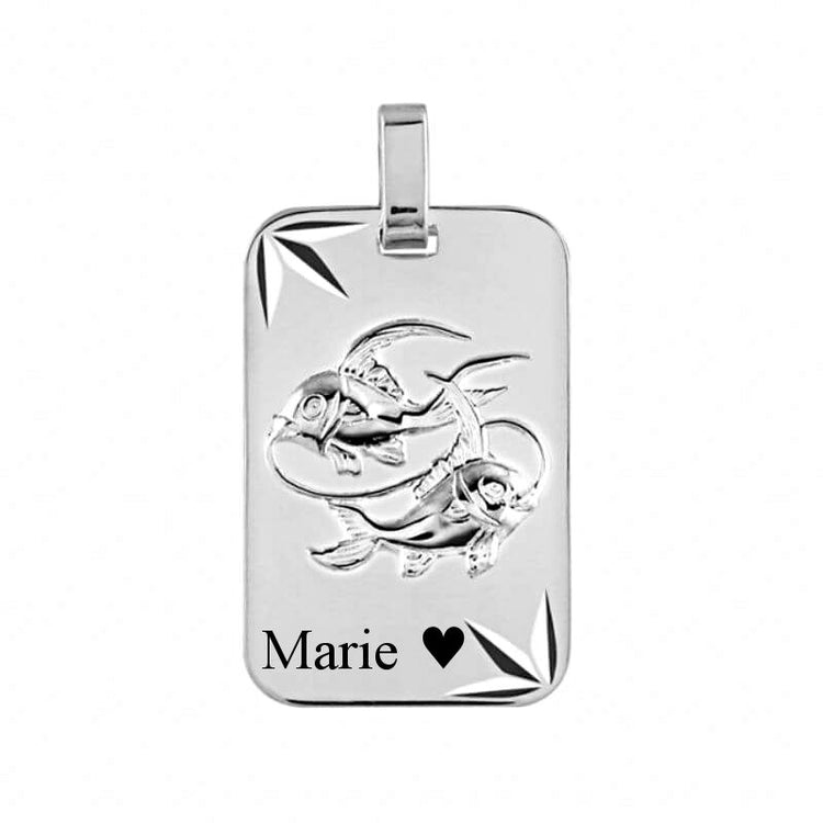 Pendentif signe astrologique Poissons en argent 925 de qualité Hommes et Femmes