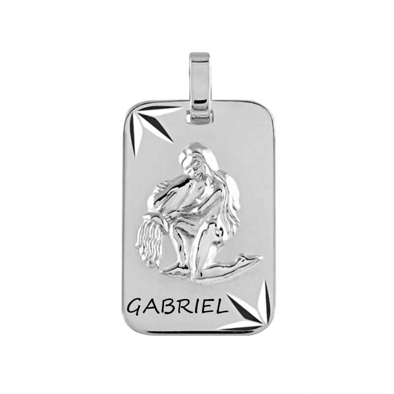 Pendentif Verseau Argent Sterling – Signe Astrologique – Médaille Zodiac – Neuf