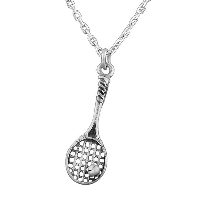 Pendentif raquette de tennis en argent 925 avec finition vieilli