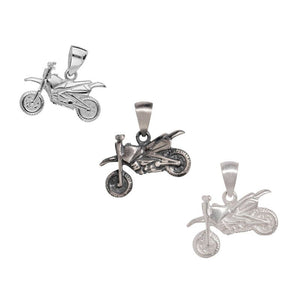 Pendentif moto tout terrain en argent massif aux détails soignés