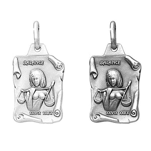 Bijou astrologique avec le signe du zodiaque balance en argent massif