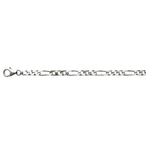 Chaîne à la maille alternée 1/3 Figaro en argent 925 avec l'option rhodié