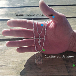 Chaîne maille corde d'une belle épaisseur de 2mm en argent / option rhodié pour homme