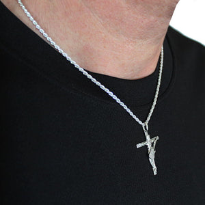 Chaîne corde à la maille vrillée en argent massif pour homme, diamètre 2mm