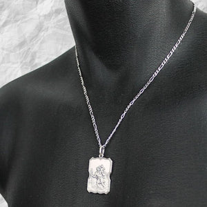 Chaîne figaro en argent rhodié pour homme (maille alternée de 2,5 mm d'épaisseur) pour tout style de pendentif (même un peu lourd)