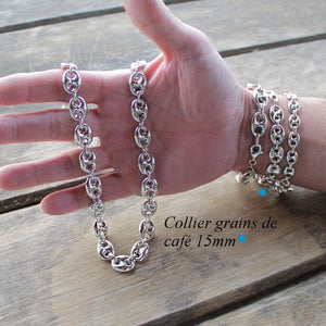 Collier grains de café bombés de 15 mm de long chacun de qualité supérieur et disponible en grande taille et longueur