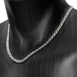 Collier maille marine en argent massif large et plat de 6mm de large, pour homme, disponible en Argent massif et avec l'option rhodié.