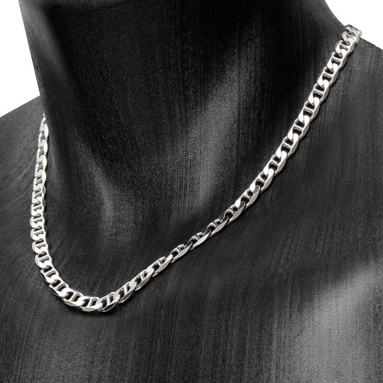 Collier maille marine plate pour homme disponible jusque 70 cm de long
