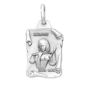 Pendentif astrologique signe zodiaque de la balance en argent massif de qualité