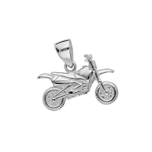 Pendentif moto tout terrain de fabrication française en argent massif