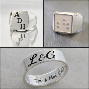 Alliances & chevalières T. 50 à 82 Argent massif