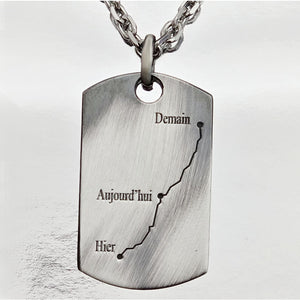 Pendentif en argent massif Courbe d’Amour avec gravure Je t’aime